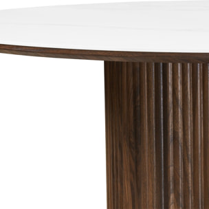 Table à manger ronde en céramique bicolore 6 places - MIRA