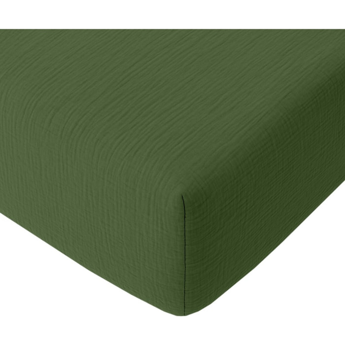 Housse de couette gaze de coton lavé vert cèdre