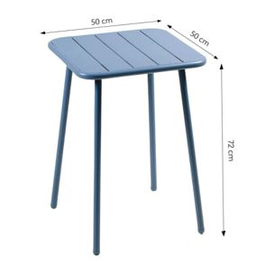 EVORA Table carrée 2 places 50x50cm bleu