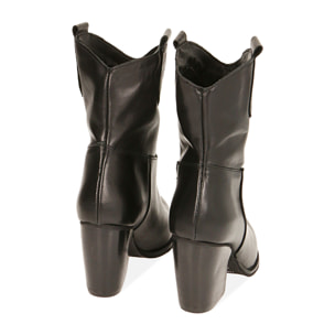 Camperos neri in pelle, tacco 9 cm