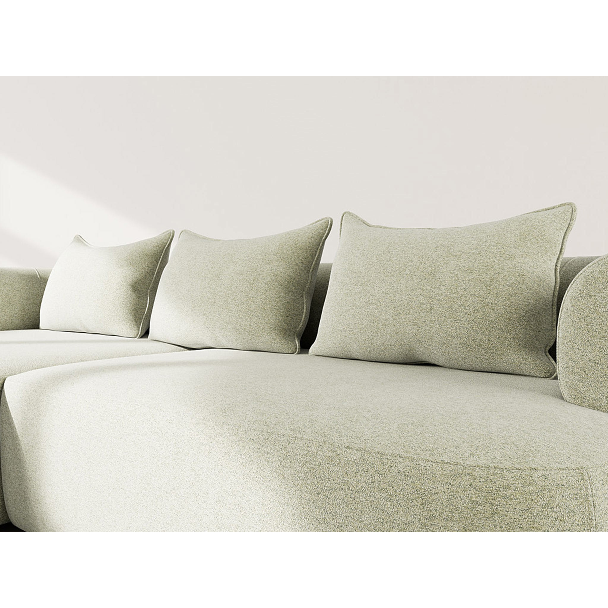 Angela - canapé d'angle gauche 4 places en velours texturé - Vert sauge