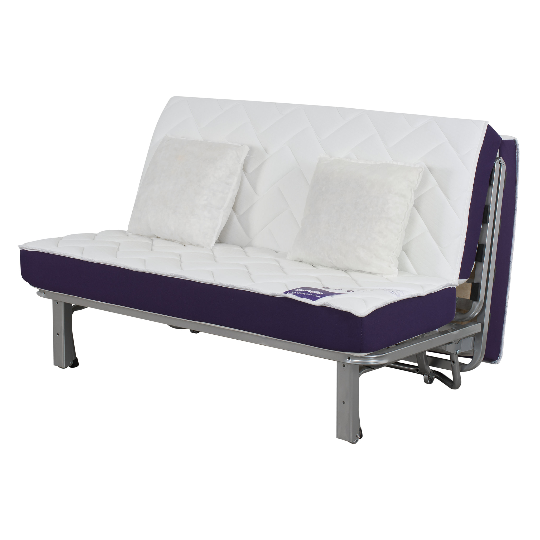 Banquette BZ LOS ANGELES 140x190, matelas Dunlopillo, coton noir