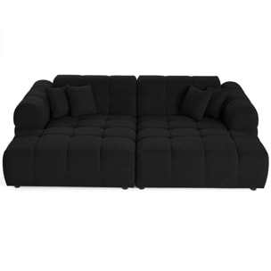 Ray - canapé droit 4 places avec double méridienne - assise profonde - en tissu texturé - Noir