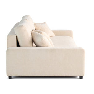 Pivoine - canapé droit 3 places - convertible avec coffre - en velours texturé - Beige