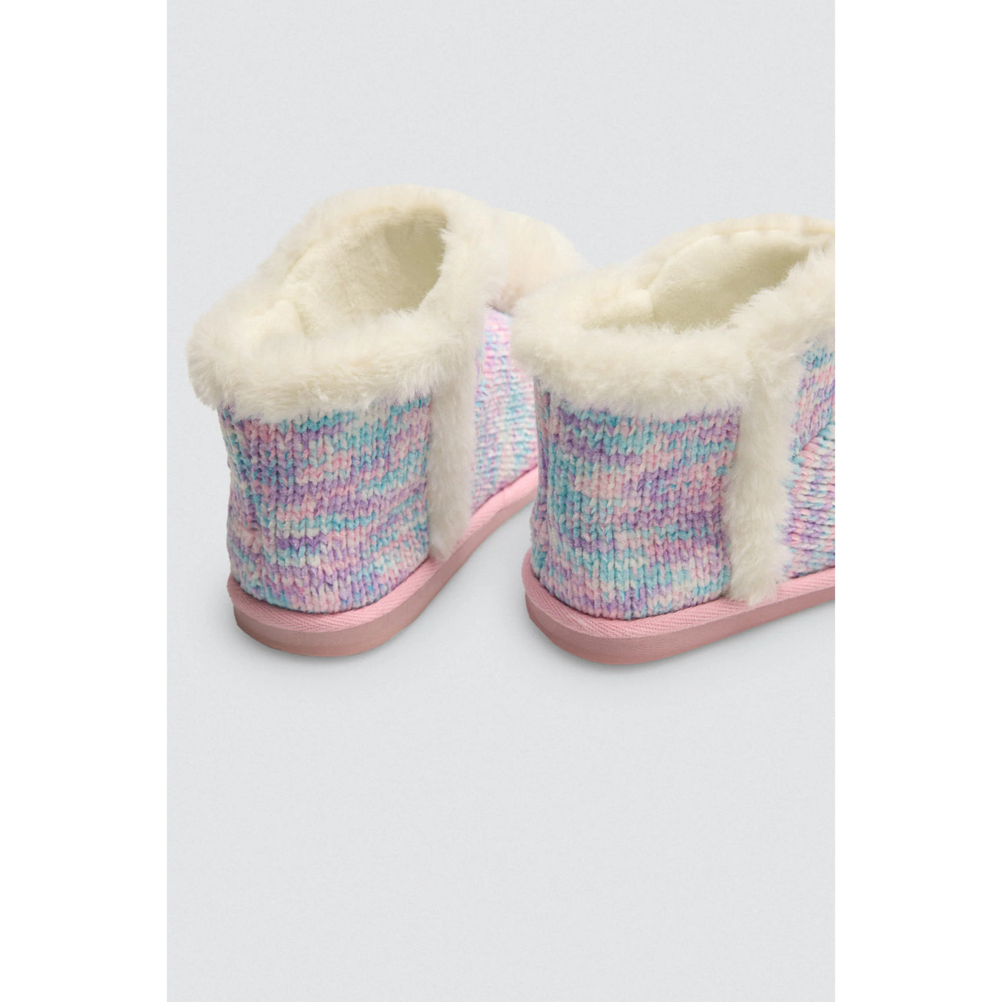 Pantofole per bambini con dettagli in pelliccia e pompon