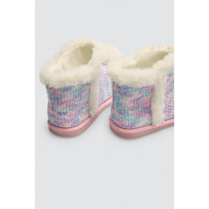 Pantofole per bambini con dettagli in pelliccia e pompon