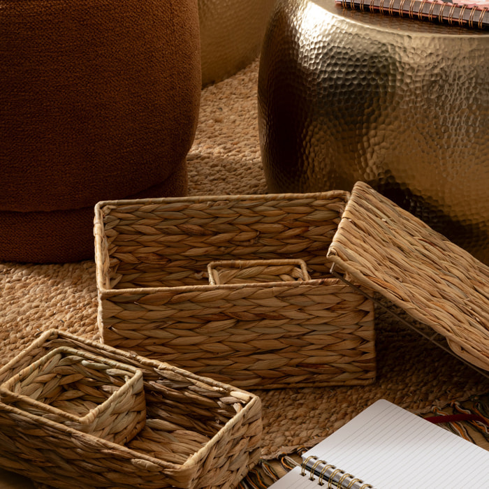 Lot de 4 paniers Lia jacinthe d'eau L12/27/33cm