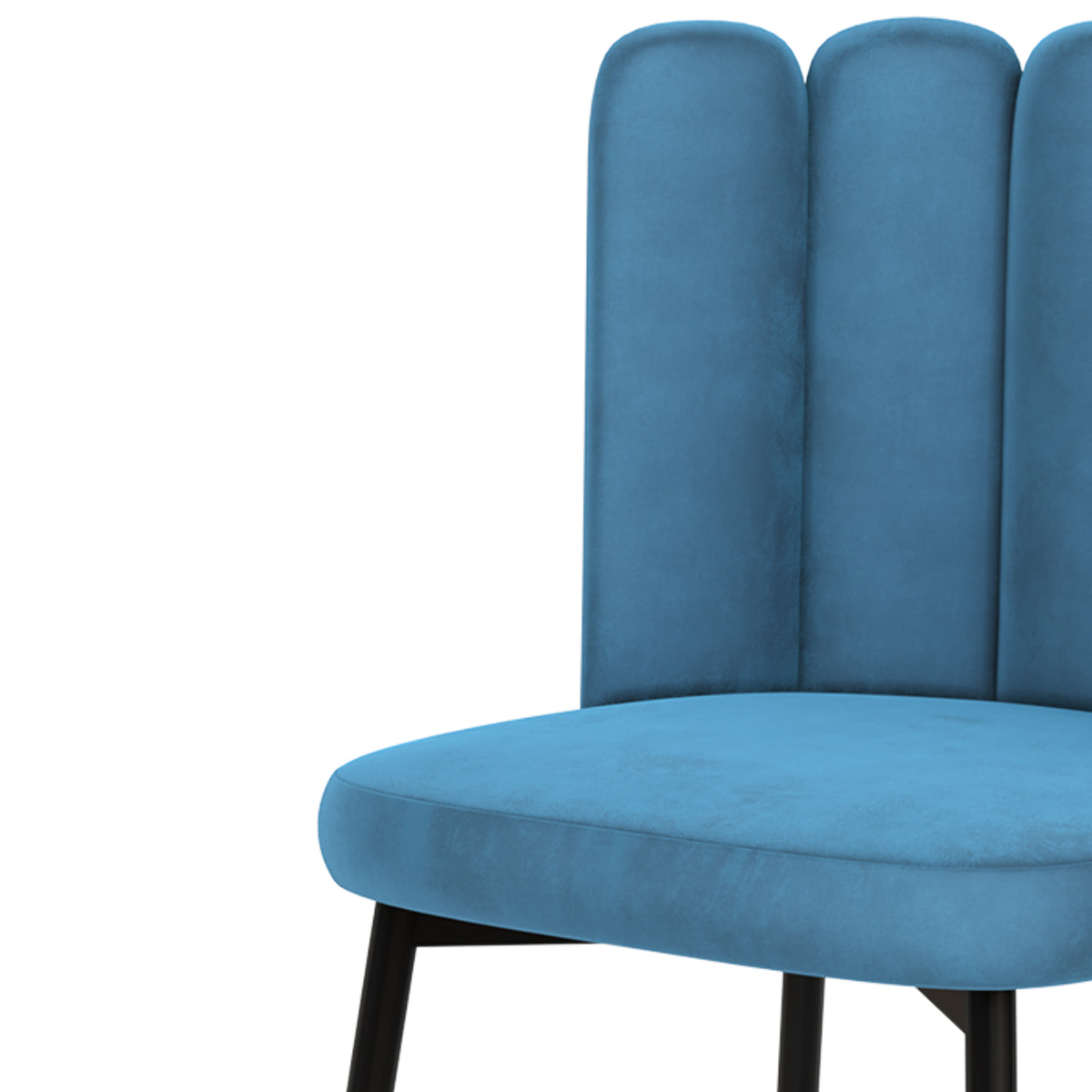 Lot de 2 chaises en velours bleu et pieds en métal noir - Rosy