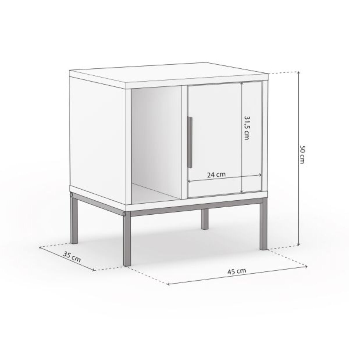 Mesita de noche Brik Blanco Negro