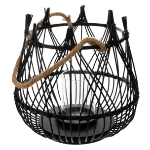 Lanterne panier "Terre" - bambou H31 cm