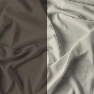 COMPLETO LETTO NATURAL COLOR, 100% Cotone, Made in Italy - MARRONE/PANNA