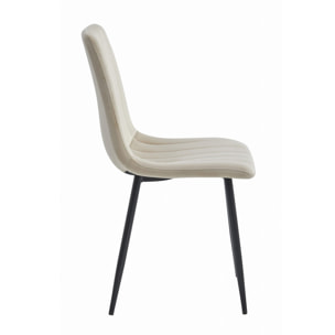 Sedia LAVA in velluto beige chiaro con gambe nere