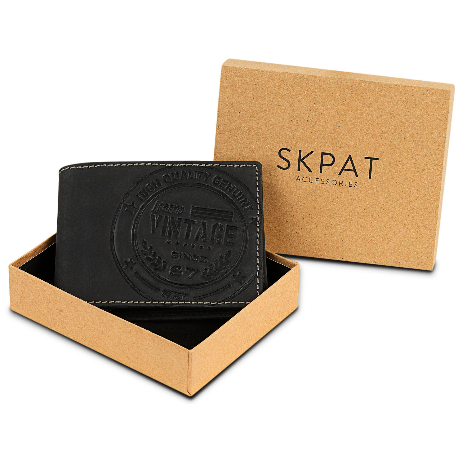 Cartera Hombre Piel Skpat Vintage Negro