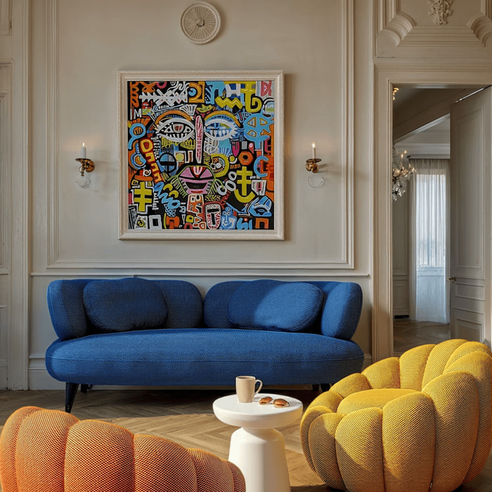 Tableau visage graffiti 80x80cm Kare Design