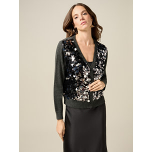 Oltre - Cárdigan con lentejuelas maxi - Gris