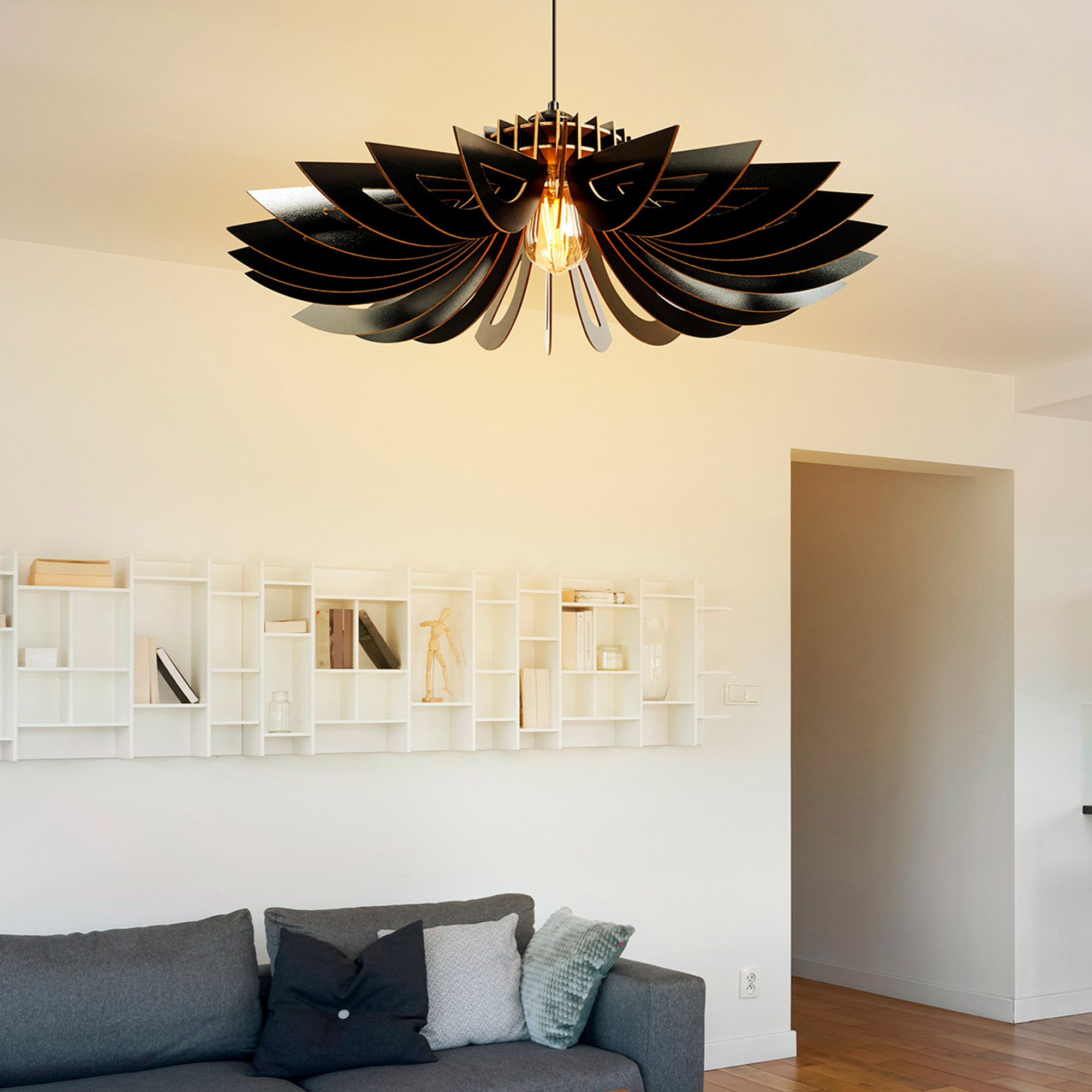 Lámpara de techo 50 cm. negro, tipo e 27 max 45 - 60 w