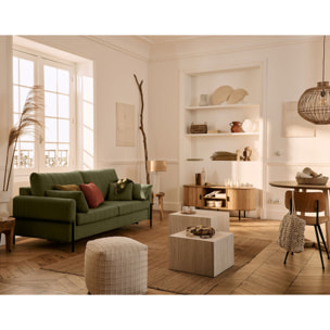 Ercolano - canapé 3 places convertible - couchage quotidien - matelas 11 cm - en velours - Vert