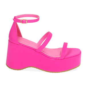 Sandalias de lycra fucsia, tacón de 9 cm