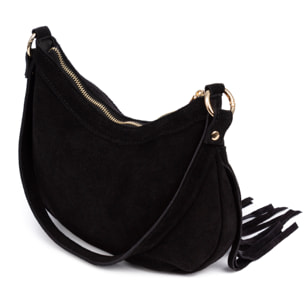 Barlassina borsa a tracolla Donna. Pelle scamosciata autentica, con frange.