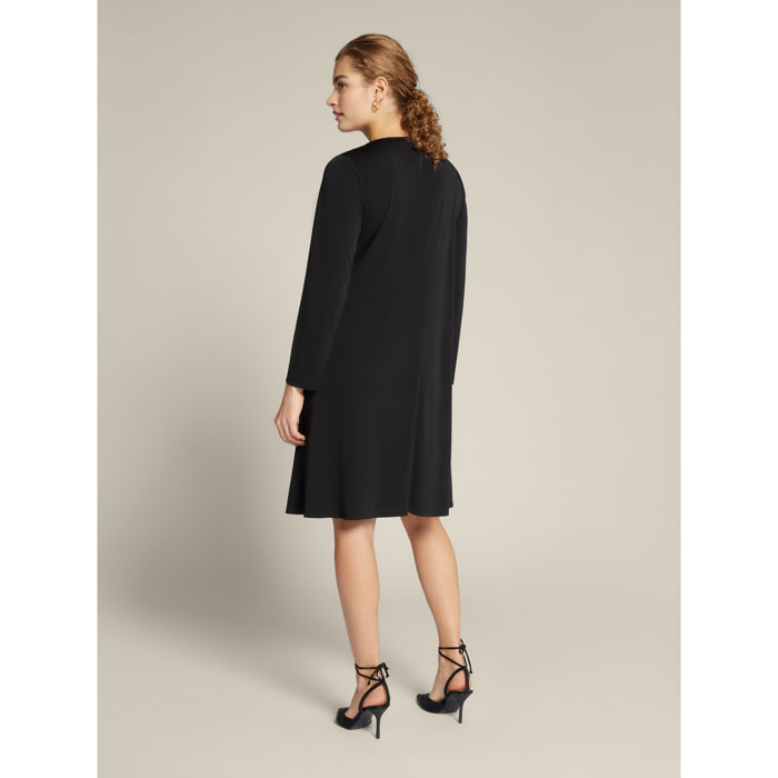 Elena Mirò - Vestido en tejido de punto con nudo por delante - Negro