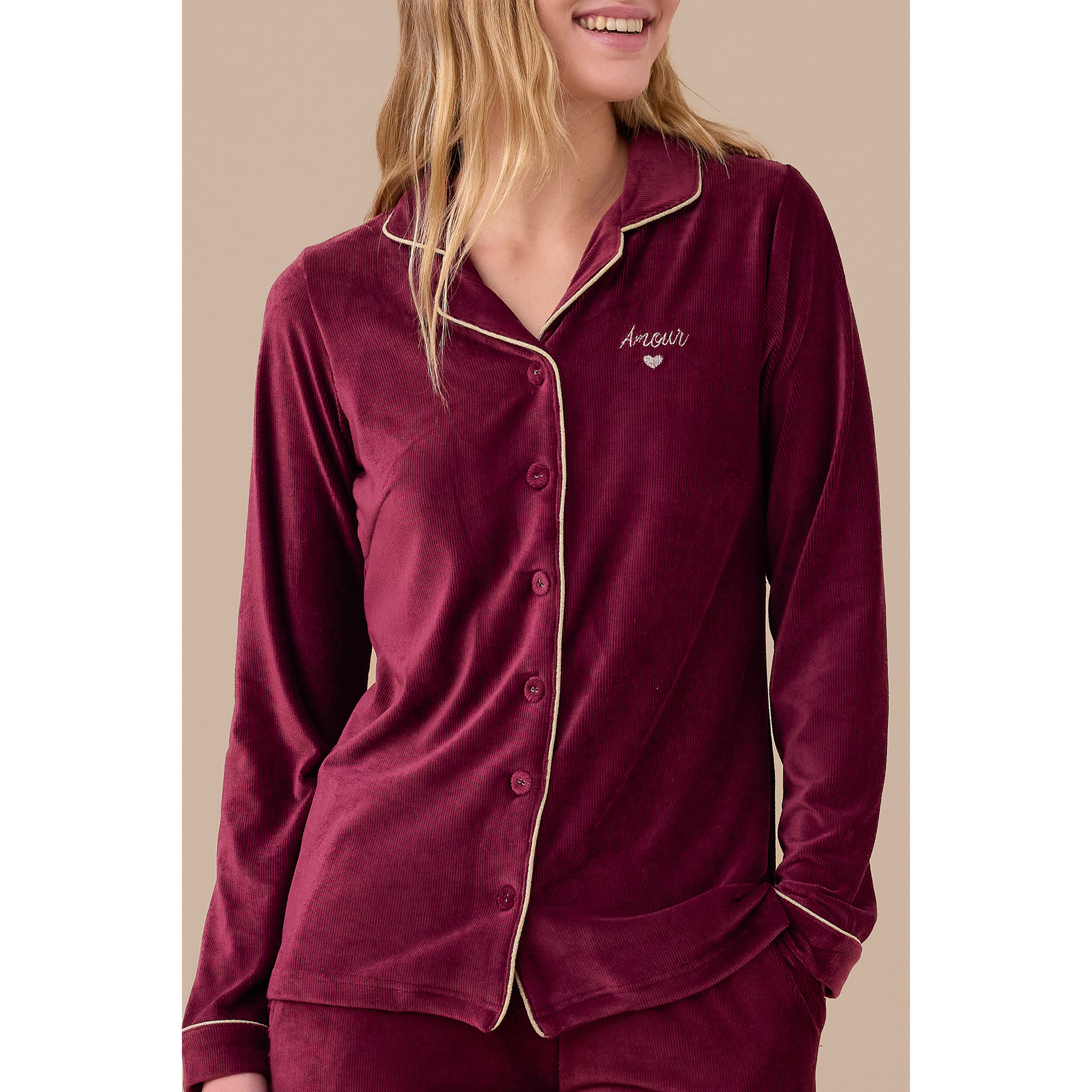 Pigiama donna ciniglia a coste articolo velvet. Noidinotte
