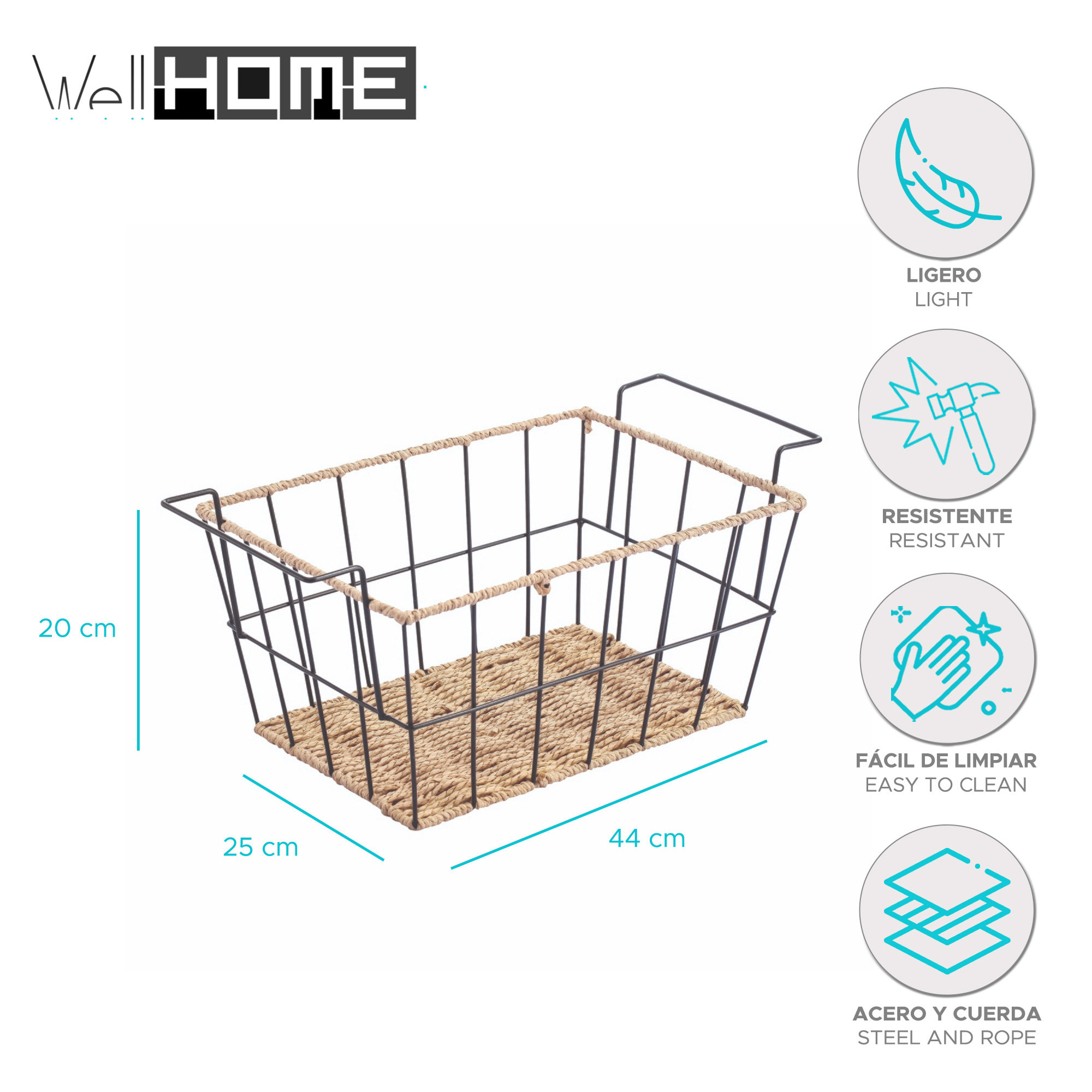 Frutero rectangular de estilo industrial