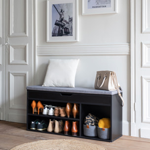 Meuble à chaussures trois casiers avec coffre noir ALAN