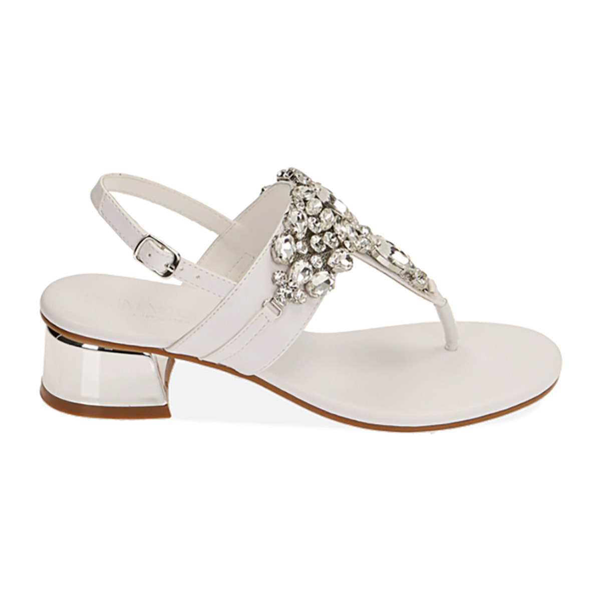 Sandali infradito bianchi, tacco 3,5 cm