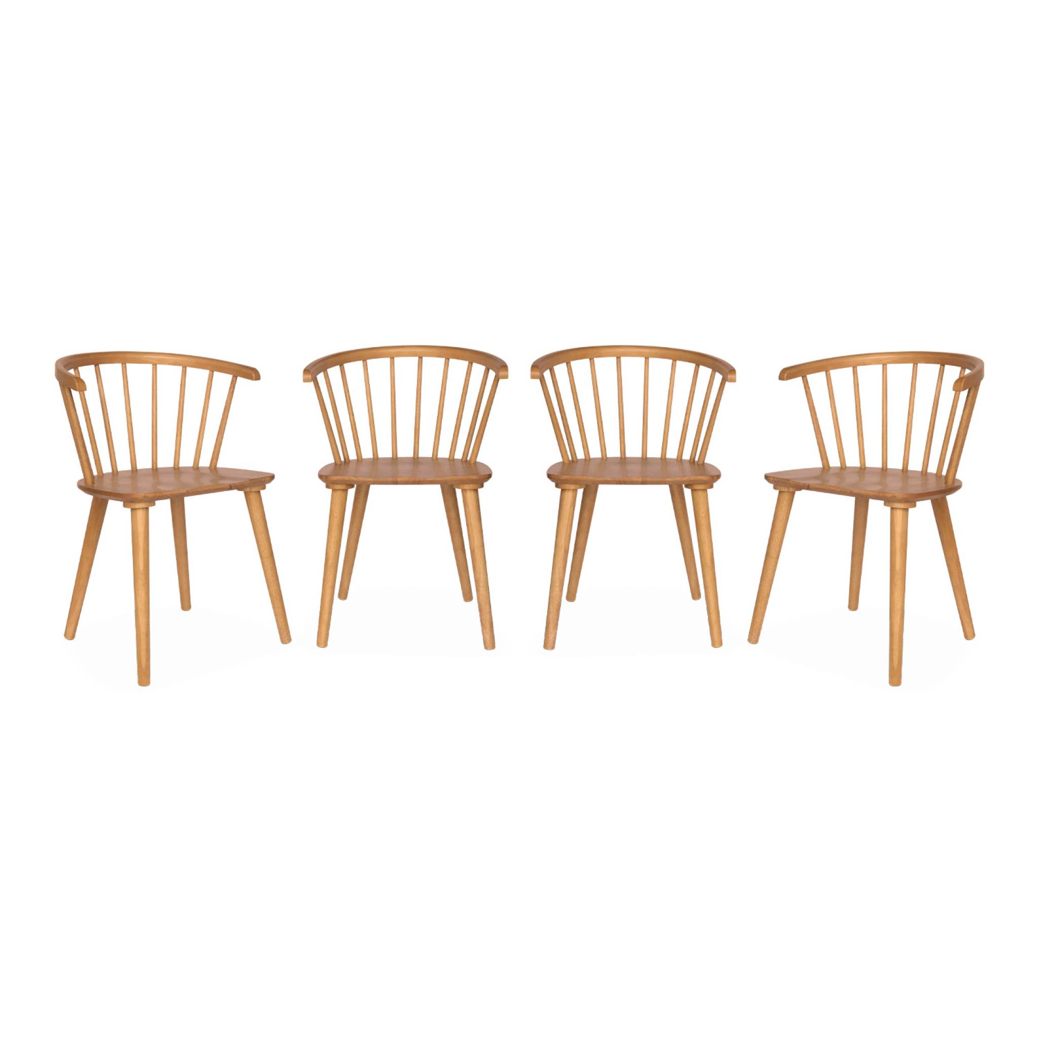 Lot de 4 chaises naturelles à barreaux en bois et contreplaqué. Paula. L 51 x P 53 x H 75cm