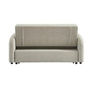 Canapé convertible arrondi 2 places velours côtelé gris clair L 168 x P 90 x H 88cm - Lino