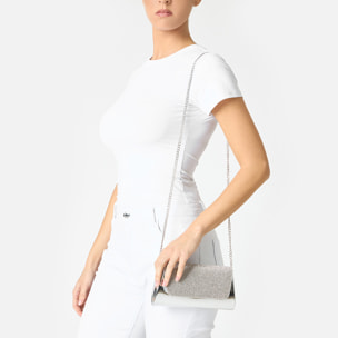 Pochette donna argento a specchio con pietre