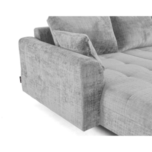 Rune - canapé panoramique d'angle droit 7 places en velours texturé - Gris