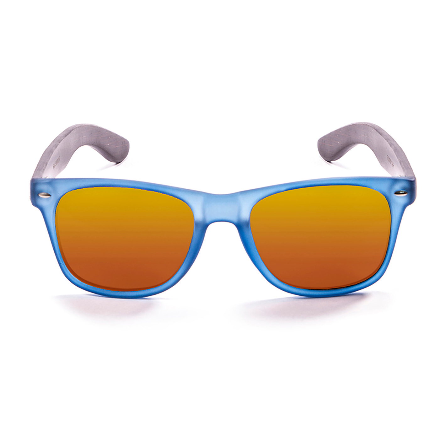 Gafas de sol OCEAN BEACH WOOD - Patilla marrón bambú con montura azul transparente y / Revo roja