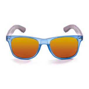 Gafas de sol OCEAN BEACH WOOD - Patilla marrón bambú con montura azul transparente y / Revo roja