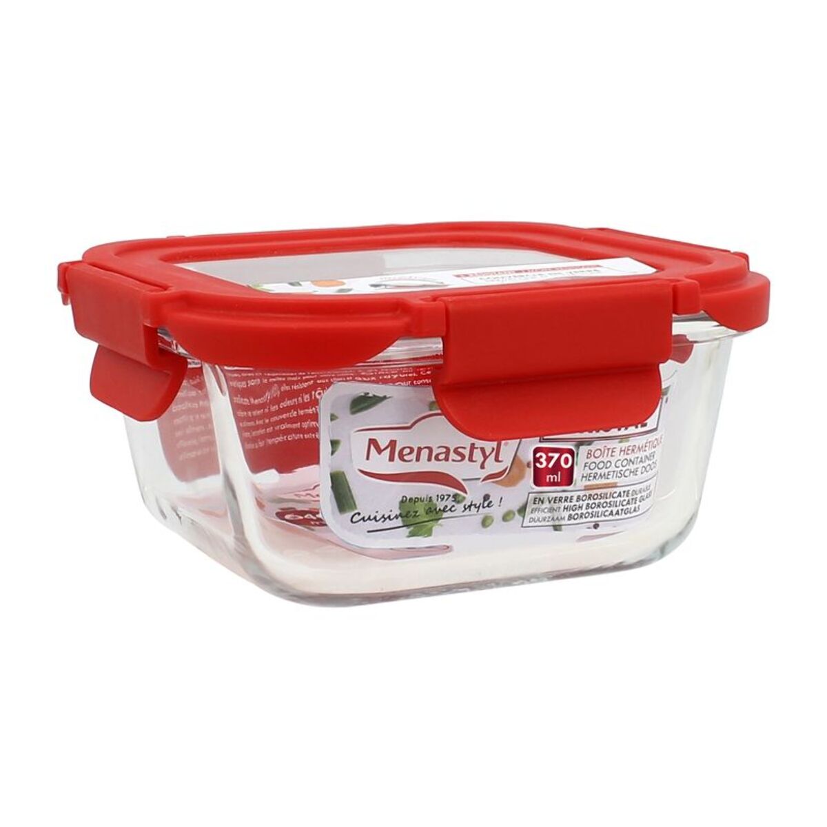 Boîte hermétique carré 310ml en verre CRISTAL