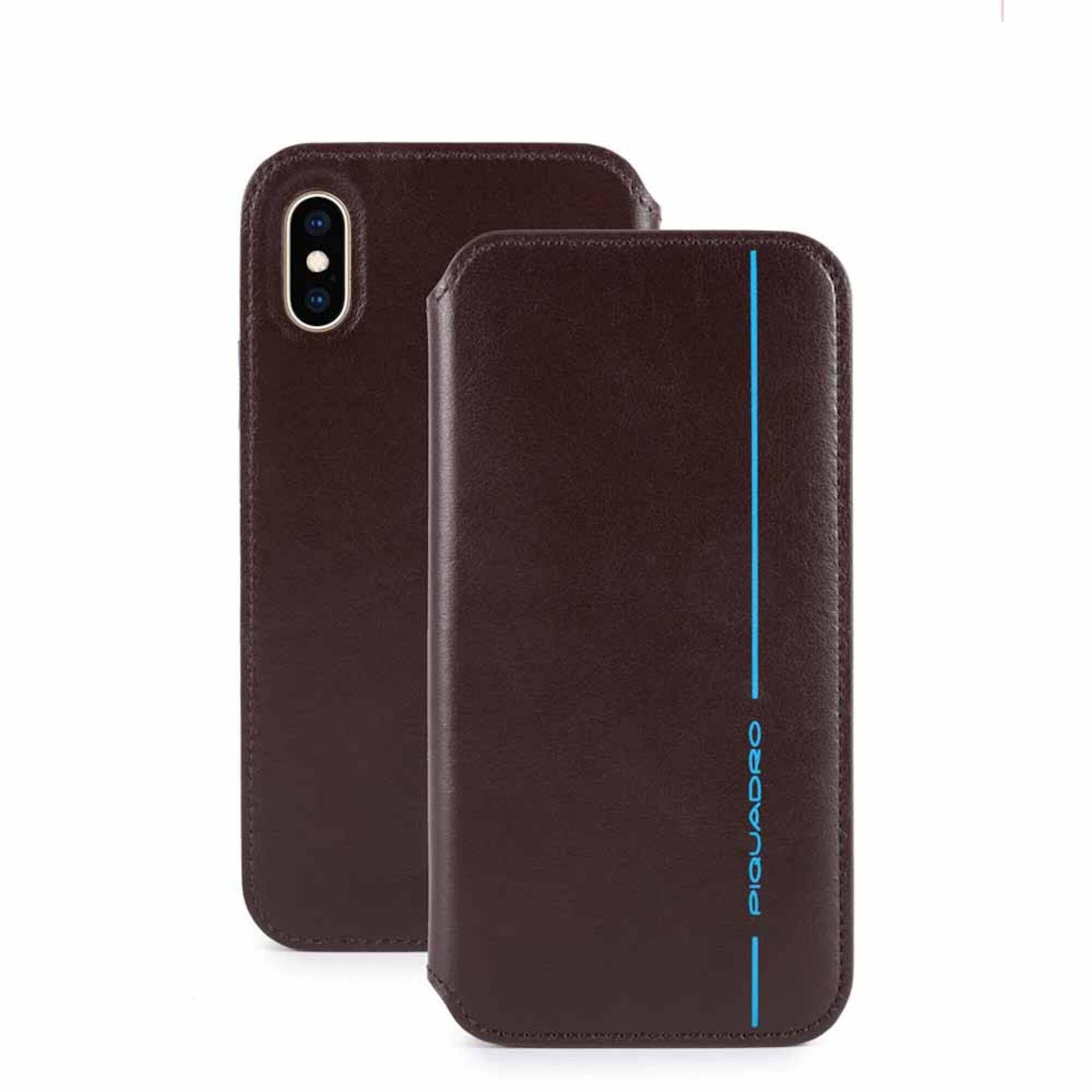 Piquadro Cover in pelle rimb.ta con patta iPhone ® X e XS