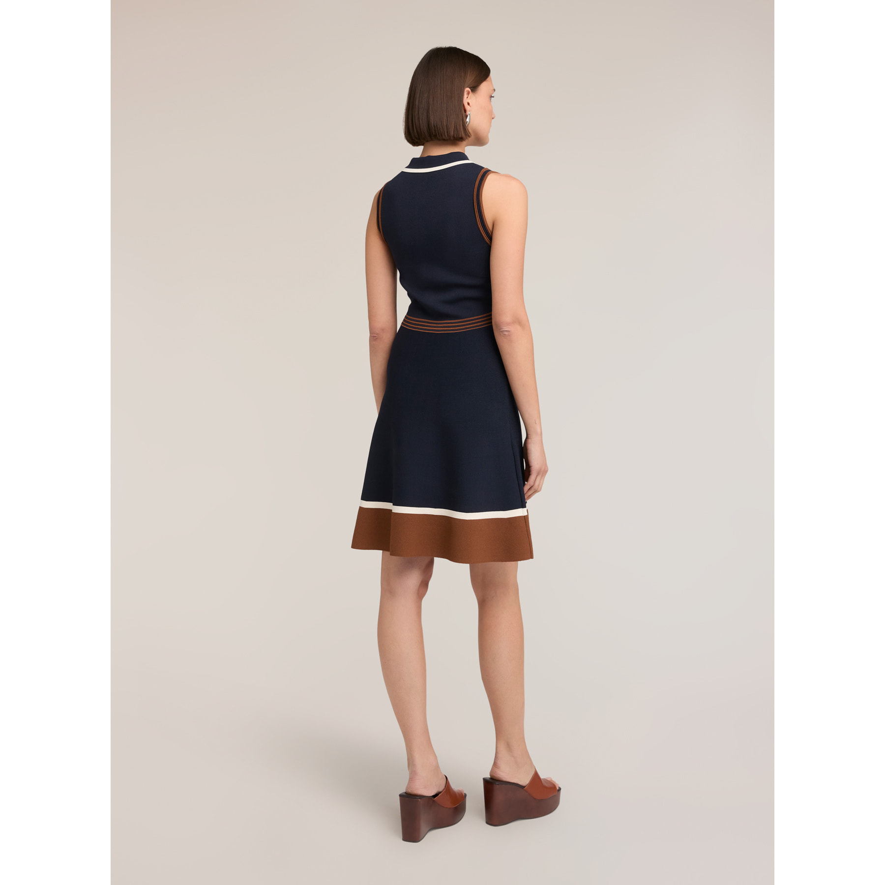 Motivi - Vestido línea A con cuello polo - Azul