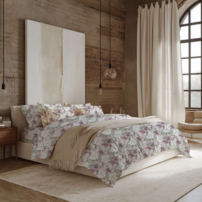 COTONISSIMI Completo Letto Peonys in 100% puro cotone_Matrimoniale