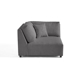 Garance - module d'assise d'angle réversible - en velours côtelé - Gris foncé