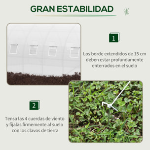 Invernadero de Túnel 6x3x2 m con Puerta Enrollable 12 Ventanas Cubierta de PE 140 g/m² y Metal Galvanizado para Cultivos Plantas Verduras Blanco
