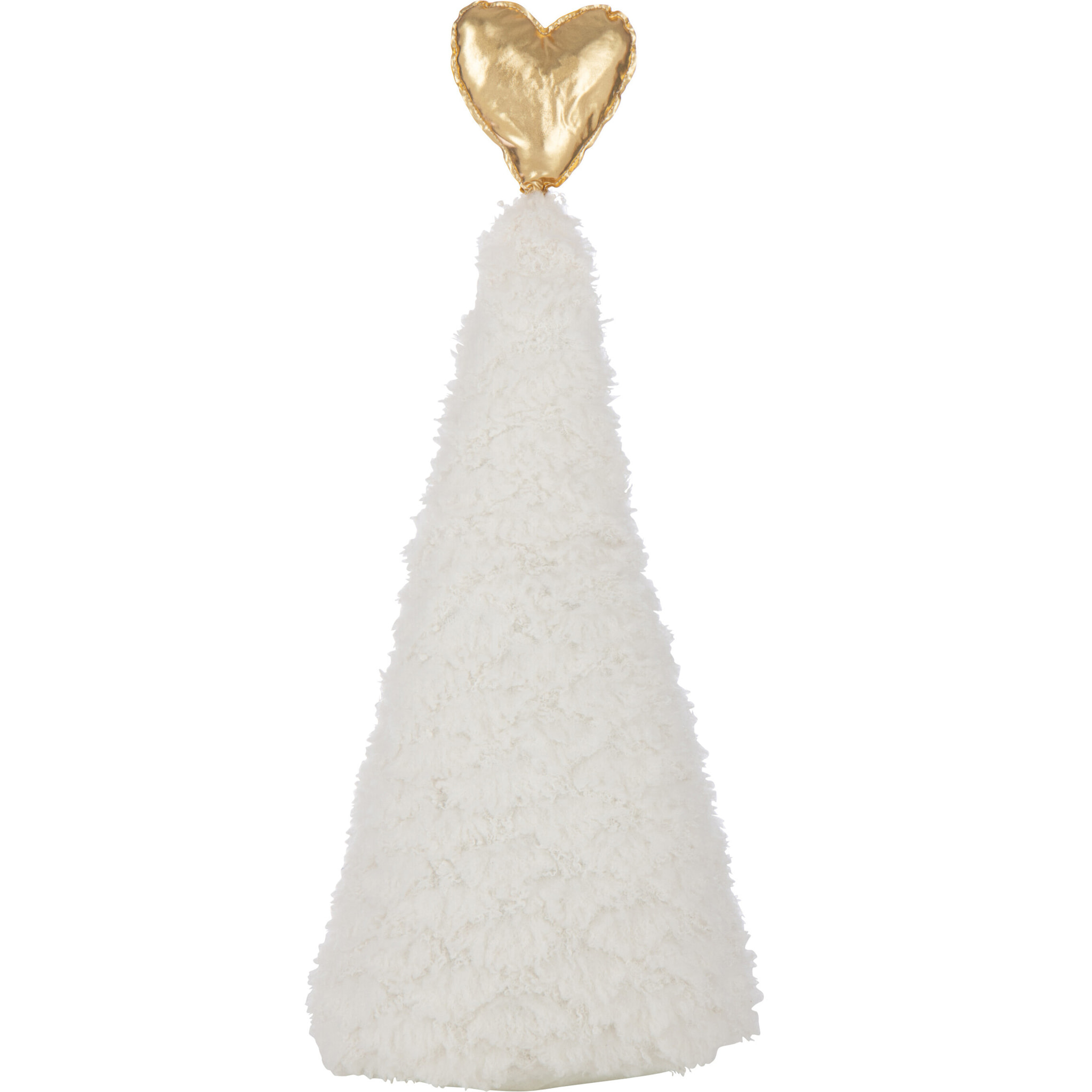 J-Line décoration Sapin de Noël Cœur - polyrésine - blanc/or - large