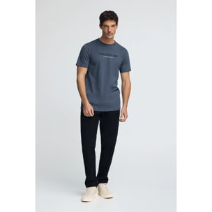 Camiseta azul denim con logo Established 2012 Polo Club