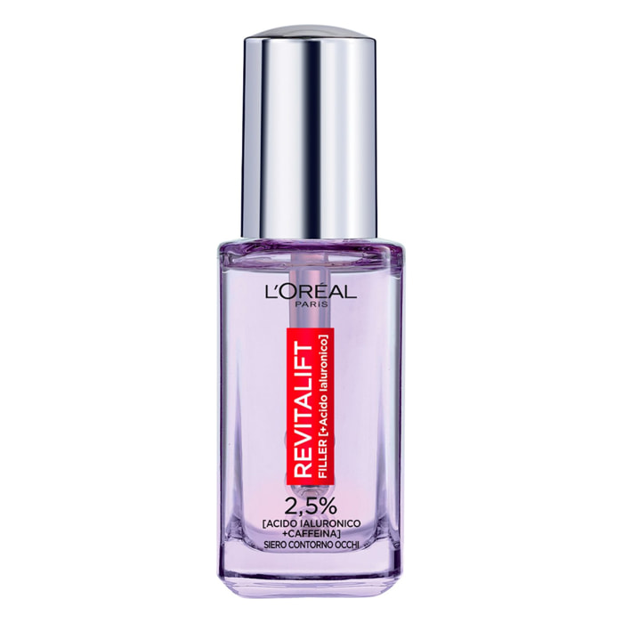 Siero Contorno Occhi Antirughe Revitalift Filler Idratante Energizzante Levigante Rinfrescante con Acido Ialuronico e Caffeina - Flacone da 20ml