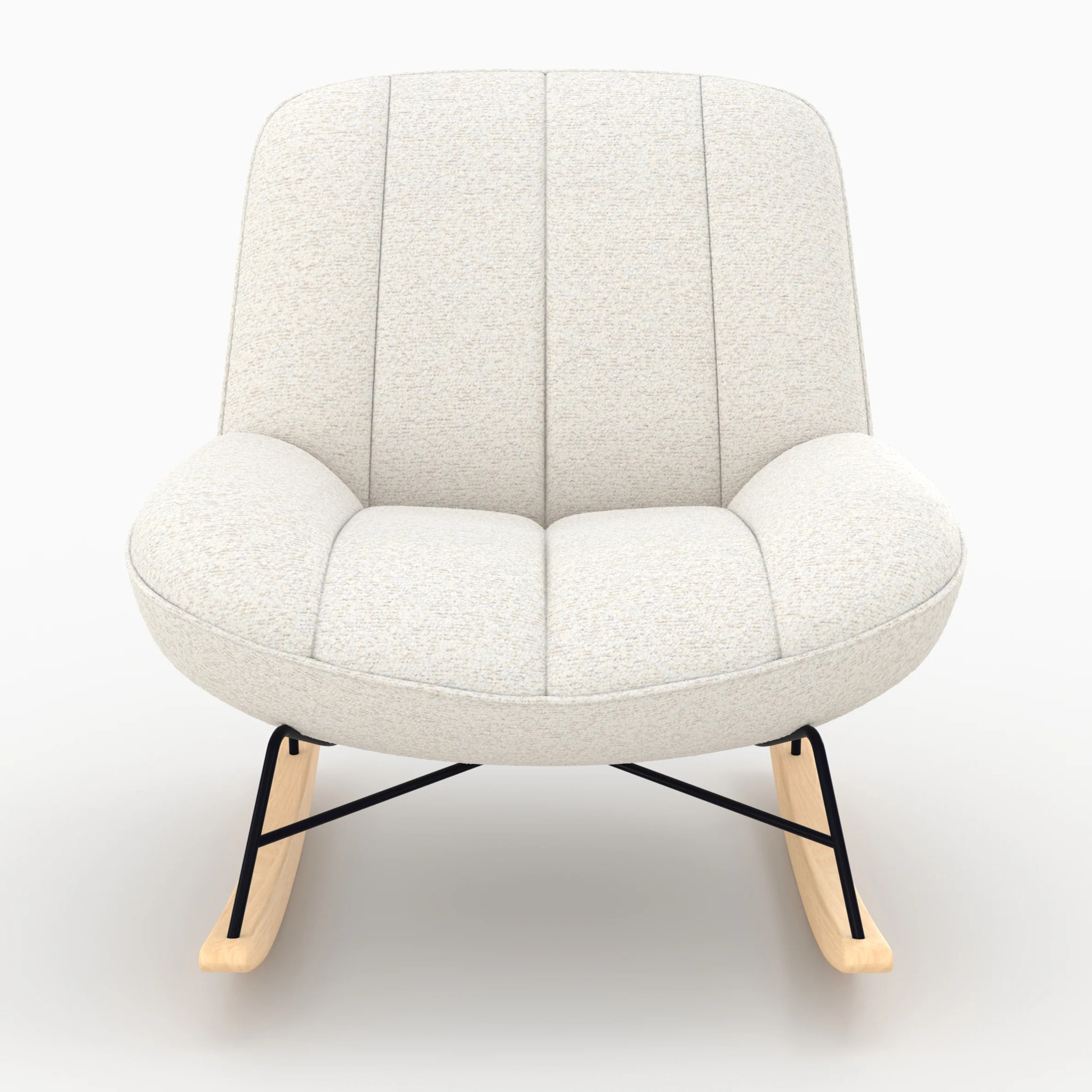 Rocking chair en tissu bouclette blanc cassé - Alvin