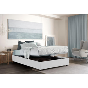 Letto matrimoniale Dana, Letto contenitore con rivestimento in tessuto, 100% Made in Italy, Apertura frontale, con materasso Cm 160x190 incluso, Bianco