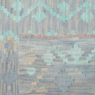 Tapis kilim géométrique, tissé à plat, laine naturelle, OKOGA