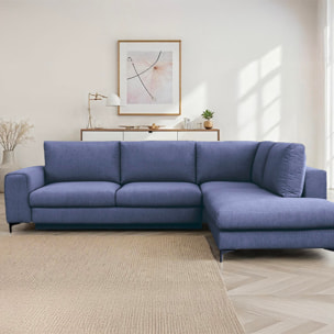 Canapé d'Angle Droit Tissu Fiesole, 3 Places, Couchage Intégré, Coffre de Rangement, Housse Déhoussable