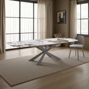 Tomasucci GEMY 120 ONICE MARBLE - PLATINE table ovale extensible