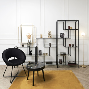 Fauteuil Rond Velours Cotele Giulia Noir