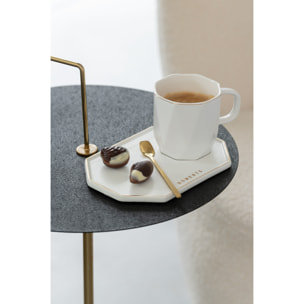 J-Line tasse + sous-tasse + cuillère Moments - céramique - blanc